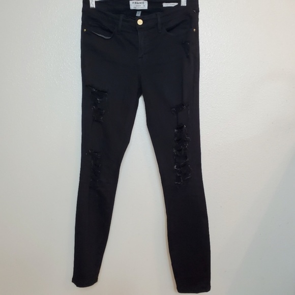 FRAME Skinny de Jeanne Film Noir Jeans 28 - Picture 4 of 6